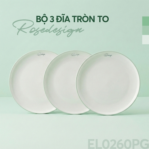 Bộ 3 đĩa tròn to Elmich RoseDesign EL0260PG