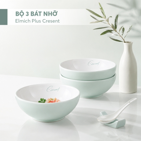 Bộ 3 bát tô nhỡ sứ Elmich Plus Cresent 15.4x15.5x5.9cm