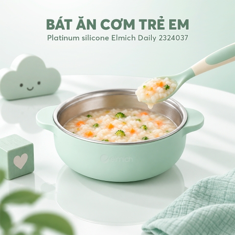 Bát ăn cơm trẻ em platinum silicone Elmich Daily