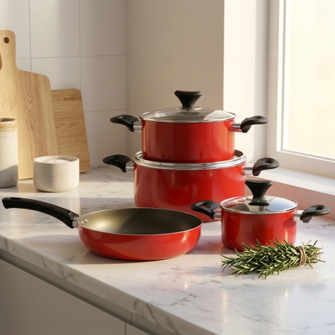Bộ nồi chống dính ceramic đáy từ Elmich EL1162E size 16,20,24 chảo 26cm