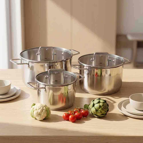 Bộ nồi Inox 304 Elmich EL-2324MN size 16, 20, 24cm