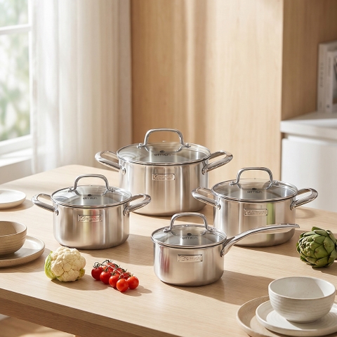 Bộ nồi inox liền khối Elmich EL2485IN01 Size 18,20,24, quánh 16cm