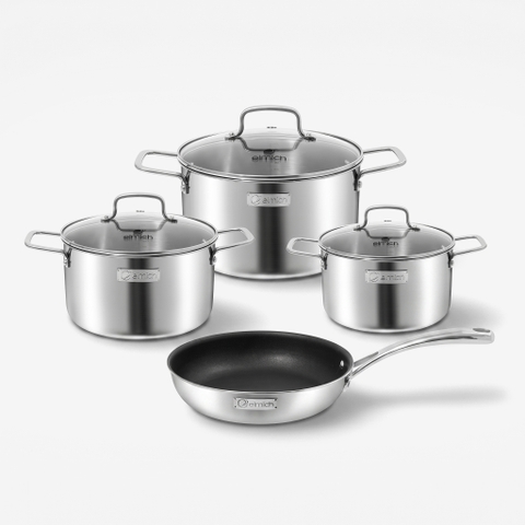 Bộ nồi inox liền khối Elmich EL2488IN03 Size 16, 20, 24, chảo 24cm