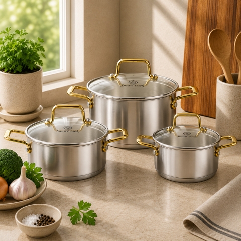 Bộ nồi inox Smartcook SM3105IN03 size 16,20,24cm