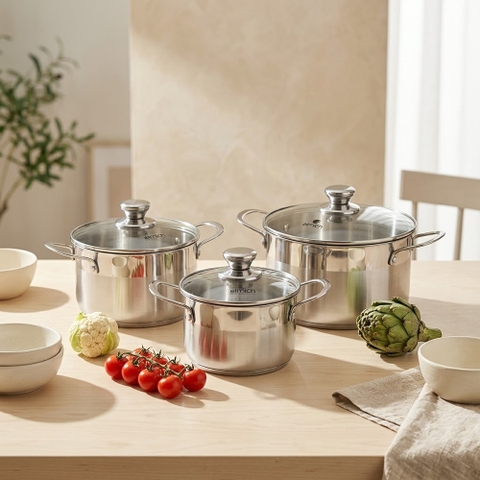Bộ nồi Inox 304 Elmich Max A EL-3851 size 16, 20, 24cm