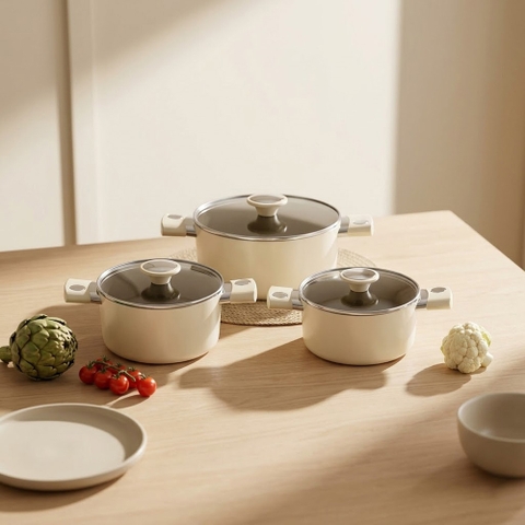 Bộ nồi chống dính vân đá ánh kim siêu bền Elmich EL -5204BE size 18,20,24cm