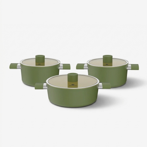 Bộ nồi phủ sứ an toàn Elmich Olive El-5220OV03 size 18, 20, 24cm