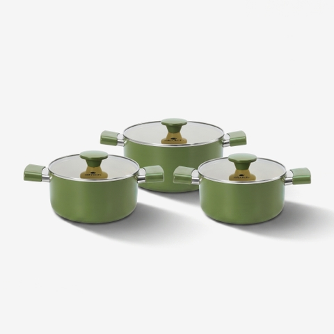 Bộ nồi chống dính Ceramic Elmich Olive Classic EL5229OV03 Size 18, 20,24cm