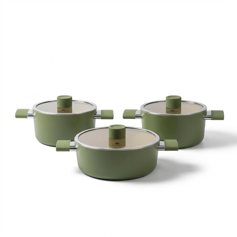 Bộ nồi chống dính Ceramic Elmich Plus Olive EL5233OV03-18,20,24cm