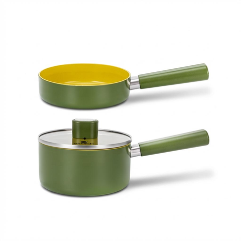 Bộ nồi chảo phủ sứ an toàn Elmich Olive Baby full induction El-5234OV size 16cm