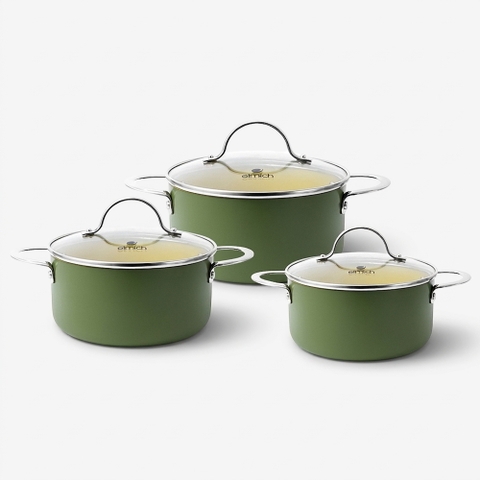 Bộ nồi chống dính Ceramic Elmich Olive classic EL5242OV03 Size 18,20,24cm