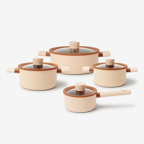 Bộ nồi chống dính ceramic Elmich Plus Mocha EL5243MC04-18, 20, 24, quánh 16cm
