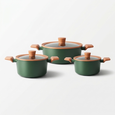 Bộ nồi chống dính Ceramic Elmich Harmony EL5246PT01 Size 18, 20, 24cm