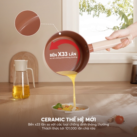 Quánh chống dính Ceramic Elmich Mocha EL5539MC16 Size 16cm