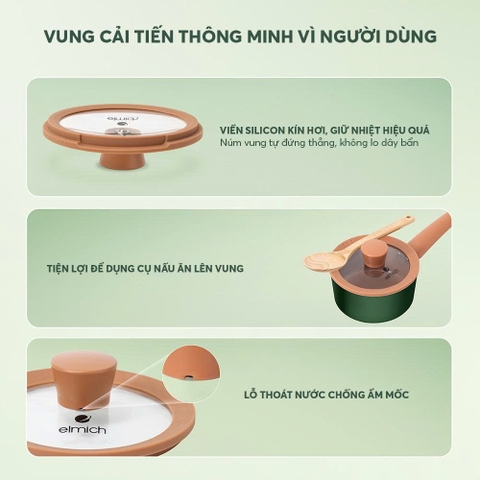Quánh chống dính ceramic Elmich Plus Harmony EL540PT16-16cm