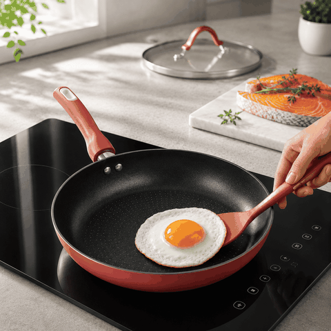 Chảo sâu lòng chống dính có vung kính Elmich EL-5912RE