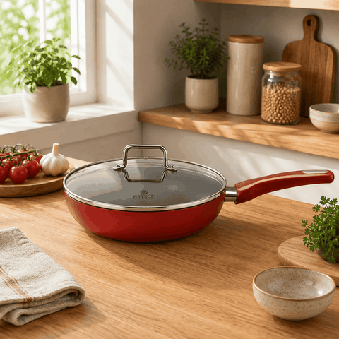 Chảo sâu lòng chống dính có vung kính Elmich EL-5912RE
