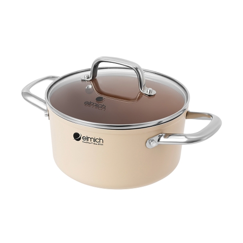 Bộ nồi Ceramic Elmich Plus Mocha 16, 18, 20, 24, chảo 26cm