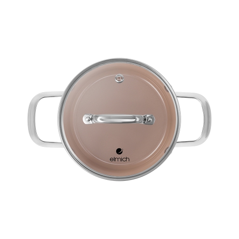 Bộ nồi Ceramic Elmich Plus Mocha 16, 18, 20, 24, chảo 26cm