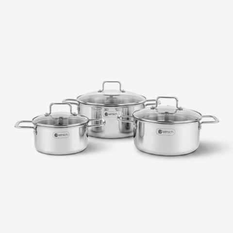 Bộ nồi inox liền khối Elmich Trimax XR EL-8074 size 16, 20, 22cm