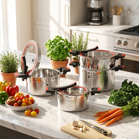 Bộ nồi Inox liền khối Elmich Milano EL-8091 size 16, 20, nồi hấp 22cm
