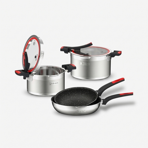 Bộ nồi Inox liền khối Elmich Milano EL-8092 size 20, 22, chảo 20, 26cm