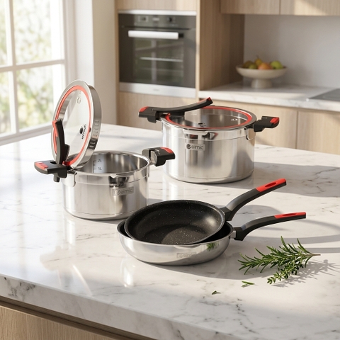 Bộ nồi Inox liền khối Elmich Milano EL-8092 size 20, 22, chảo 20, 26cm