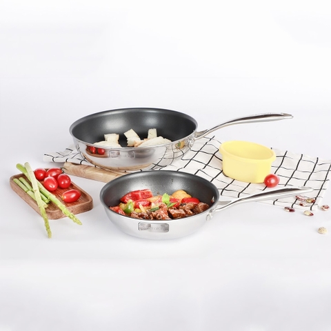 Bộ 2 chảo Inox 2 lớp đáy liền Elmich Trimax classic 2701OL size 20, 26cm