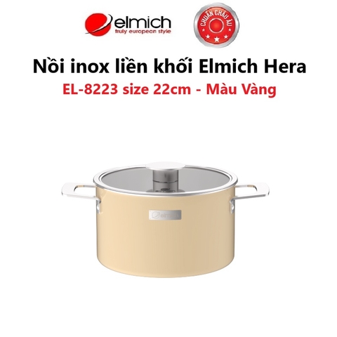 Nồi inox liền khối Elmich Hera - Vàng Kem