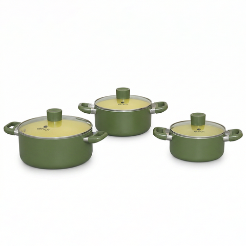 Bộ nồi chống dính ceramic Elmich Daily Olive EL5245OV01-18, 20, 24cm