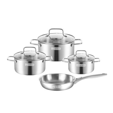 Bộ nồi chảo inox liền khối Elmich Daily Plovdi 16, 20, 24, chảo 24cm