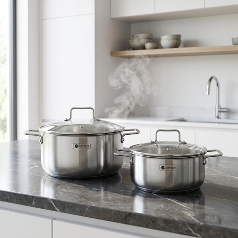 Bộ nồi Inox 304 cao cấp 3 đáy liền khối Elmich Trimax XR EL-3842 size 16, 20cm