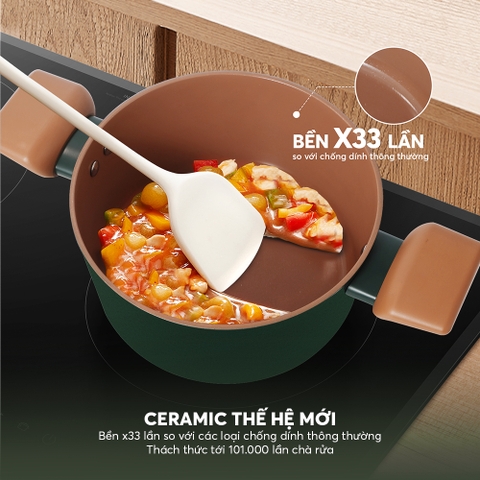 Bộ nồi chống dính ceramic Elmich Plus Harmony EL5246PT01-18, 20, 24cm