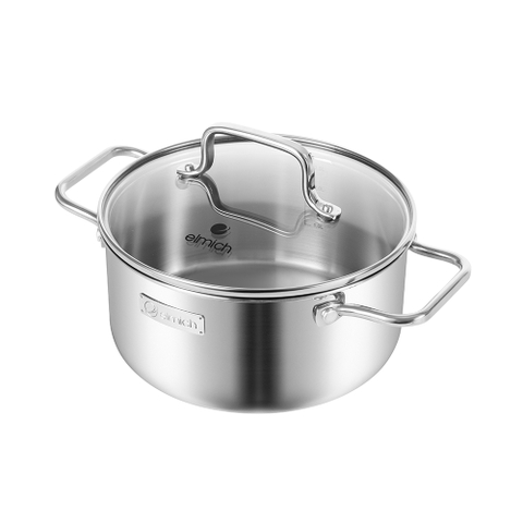 Bộ nồi chảo inox liền khối Elmich Daily Plovdi 16, 20, 24, chảo 24cm