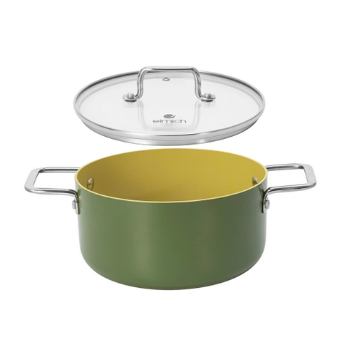 Bộ nồi phủ sứ chống dính Elmich Olive Classic EL-5231OV01 size nồi 18,20, nồi lẩu 26cm