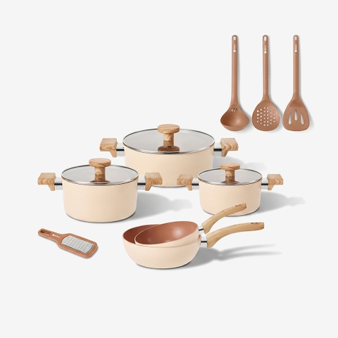 Bộ nồi chảo Ceramic Elmich Daily Nature nồi 18, 20, 24 chảo 20, 26cm