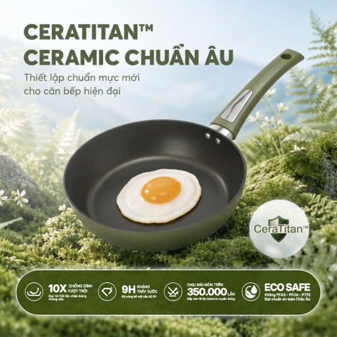 Bộ nồi chảo chống dính ceramic Elmich Daily Olive Classic EL5232OV02 nồi 18, 24, chảo 24cm