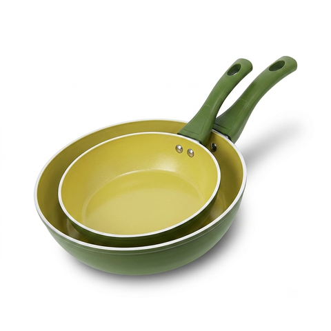 COMBO Chảo chống dính ceramic Elmich Plus Olive size 20,26cm