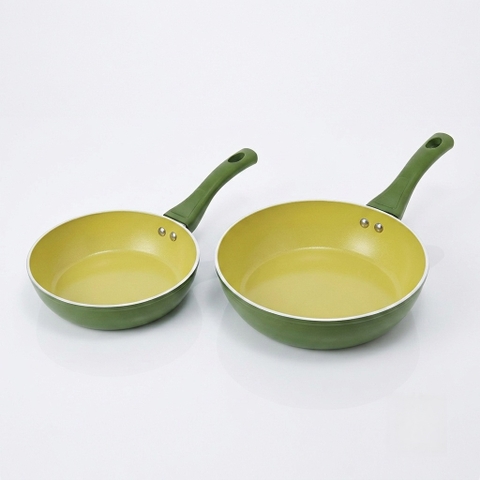 COMBO Chảo chống dính ceramic Elmich Plus Olive size 20,26cm