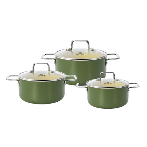 Bộ nồi chống dính ceramic Elmich Daily Olive 18,20,24 cm