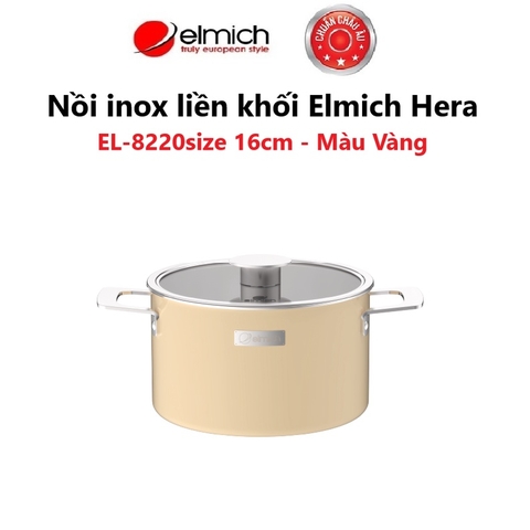 Nồi inox liền khối Elmich Hera - Vàng Kem