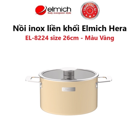 Nồi inox liền khối Elmich Hera - Vàng Kem