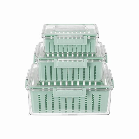 Bộ 3 hộp bảo quản thực phẩm kèm khay tách nước Elmich EL3124 dung tích 800ml-2200ml- 4300ml
