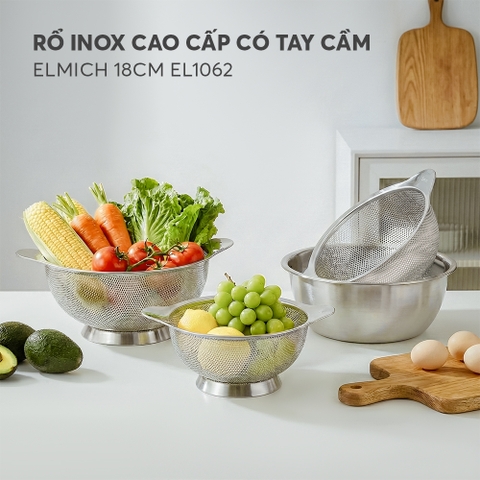 Rổ inox cao cấp có tay cầm Elmich 18cm, 22cm, 26cm