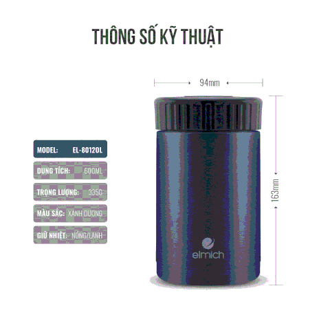 Bình giữ nhiệt inox 304 Elmich EL-8012OL dung tích 600ml