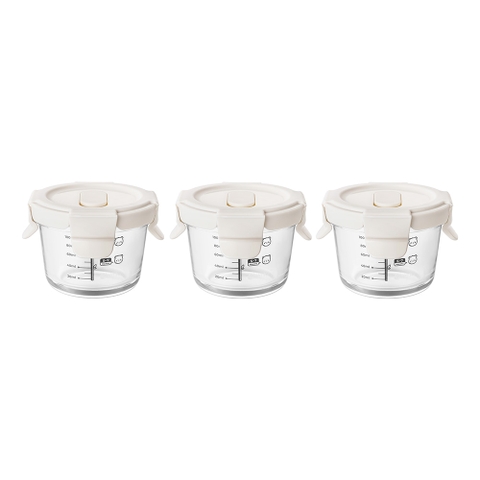Bộ ba hộp thủy tinh bảo quản thực phẩm cho bé Elmich BabyCare EL0006, hình tròn, dung tích 130ml