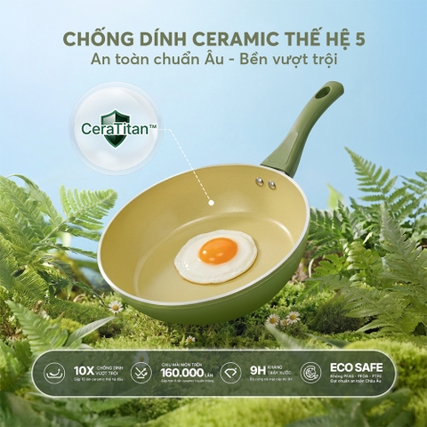 Chảo chống dính ceramic Elmich Plus Olive EL6001OV