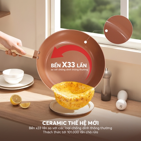 Chảo chống dính ceramic Elmich Plus Mocha EL5982MC