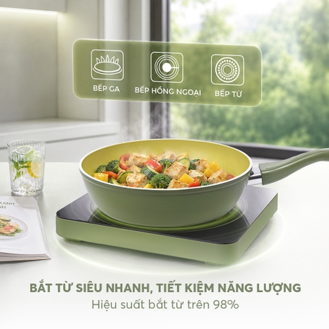 Chảo chống dính ceramic Elmich Plus Olive EL6001OV