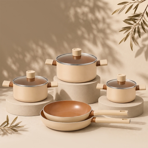 Bộ nồi chảo chống dính Elmich Daily size 18,20,24 chảo 20, 26cm